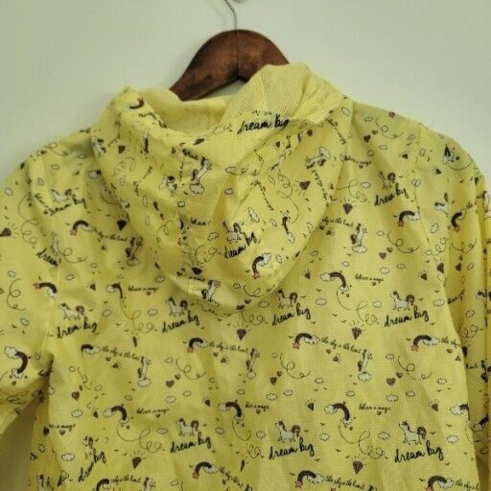 Pink Platinum Girls Size 14/16 Yellow Windbreaker Full Zip Jacket Yellow Unicorn - Picture 9 of 9